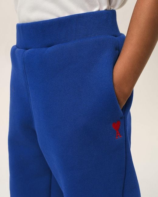 AMI Blue Cotton Track Pants With Ami De Coeur
