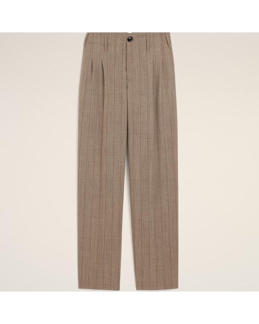AMI Natural Striped Wool Two-Pleats Trousers