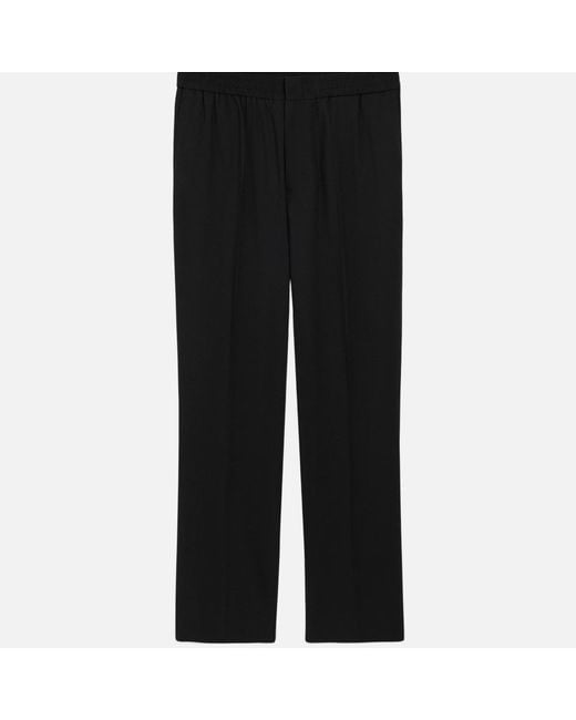 AMI Black Wool Elasticated Waist Trousers for men