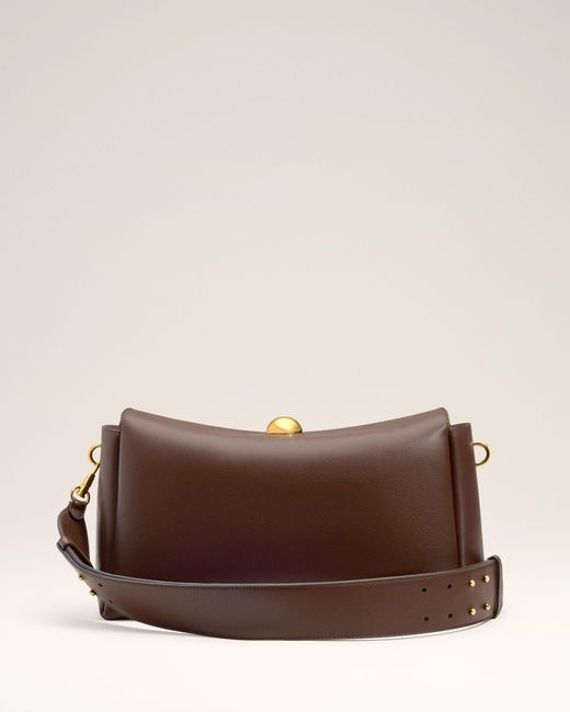 AMI Brown Smooth Leather Carrousel Medium Bag