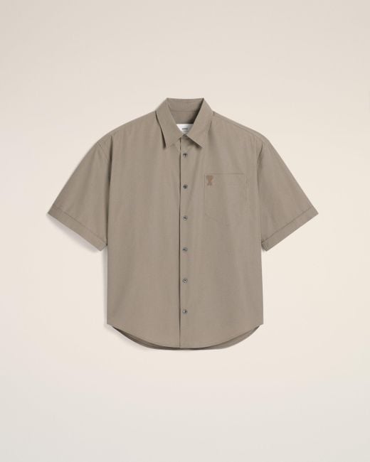 AMI Natural Cotton Short Sleeve Boxy Shirt for men