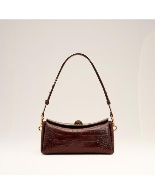 AMI Natural Crocodile Embossed Cow Leather Carrousel Bag
