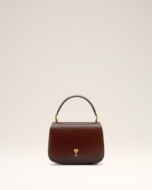 AMI Natural Burgundy Glazed Leather Handle Paris Paris Bag