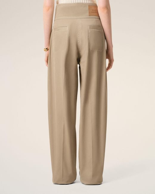 AMI Natural Cotton Wrapped Belted Trousers