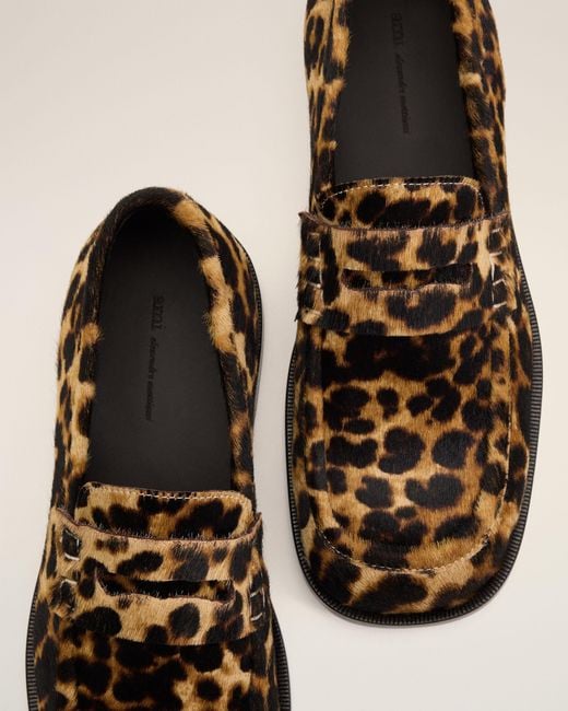 AMI Natural Leopard Print Cowhide Leather Loafers