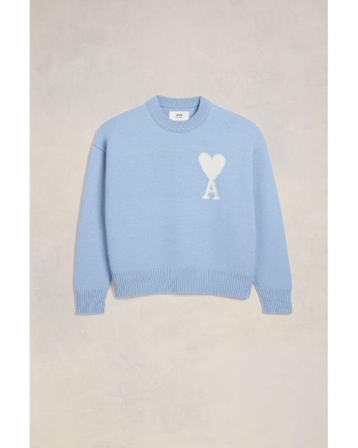 AMI Blue Off White Ami De Coeur Sweater for men