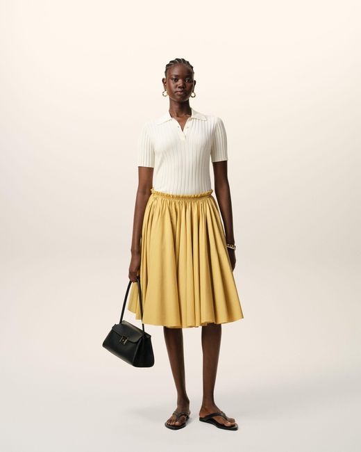 AMI Yellow Cotton Midi Corolla Skirt