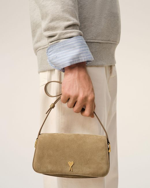 AMI Natural Cow Leather Shoulder Paris Paris Bag