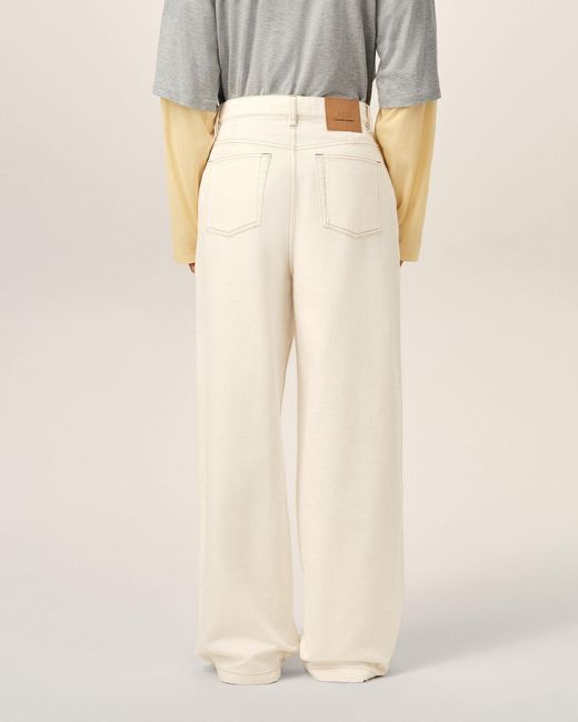 AMI Natural Cotton Wide Fit Trousers for men