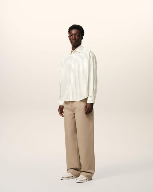 AMI Natural Striped Cotton Ami De Coeur Boxy Shirt