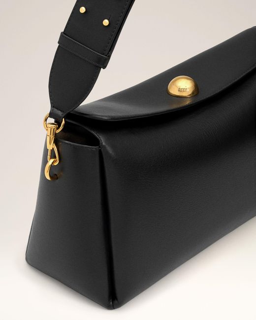 AMI Black Medium Cow Leather Carrousel Bag