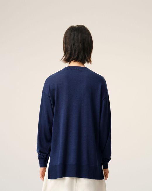 AMI Blue Bleu Thin Wool Crewneck Ami De Coeur Sweater