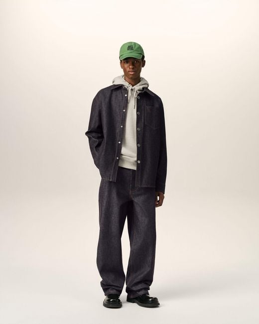 AMI Blue Cotton Overshirt With Ami De Coeur