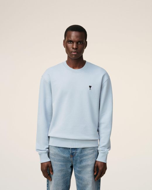 AMI Blue Cotton Ami De Coeur Sweatshirt for men