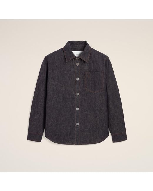 AMI Blue Cotton Overshirt With Ami De Coeur