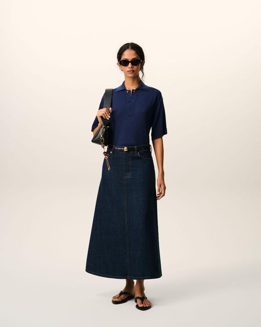 AMI Blue Thin Wool Short Sleeves Ami De Coeur Polo