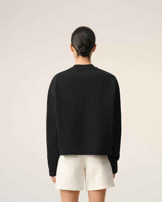 AMI Black Cotton Ami De Coeur Cropped Sweatshirt