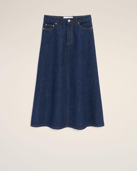 AMI Blue Cotton Long Skirt