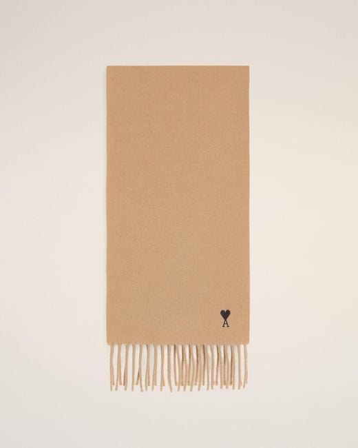 AMI Natural Wool Scarf With Ami De Coeur