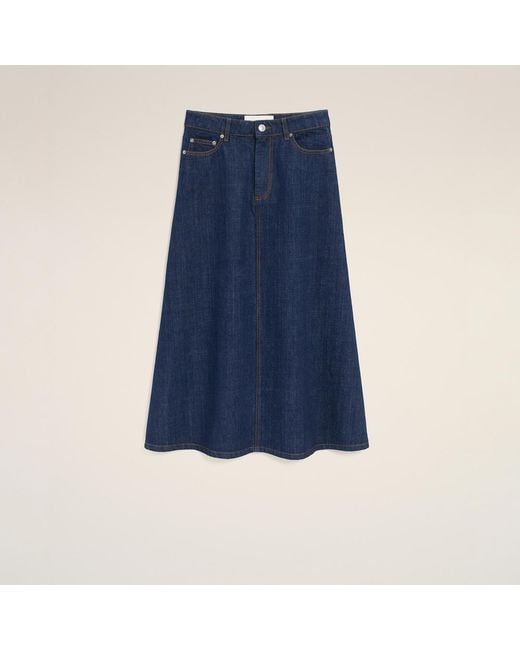 AMI Blue Cotton Long Skirt