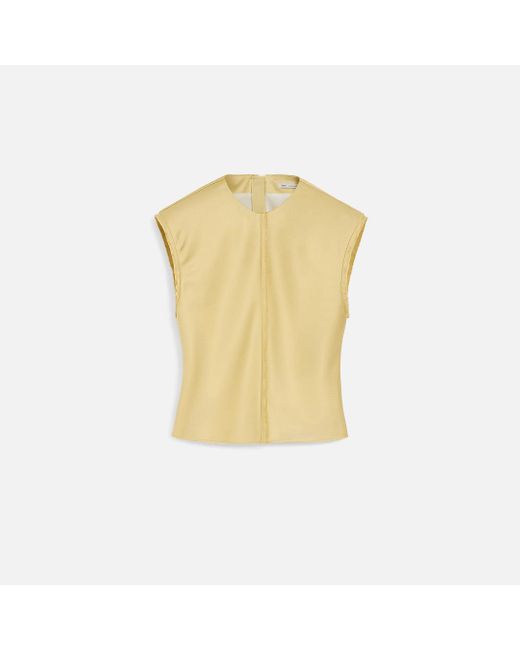AMI Natural Sleeveless Raw Edge Details Top