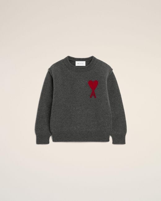AMI Multicolor Crewneck Wool Sweater With Ami De Coeur