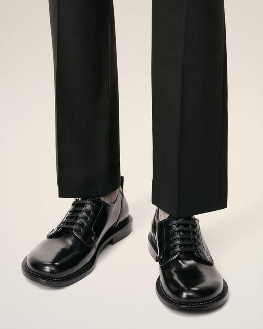 AMI Black Leather Anatomical Toe Derbies for men