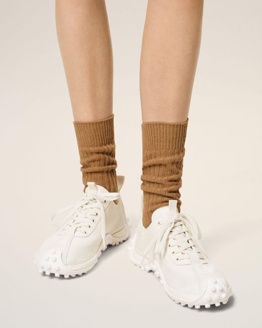 AMI Natural Smooth Leather Mirage Sneakers