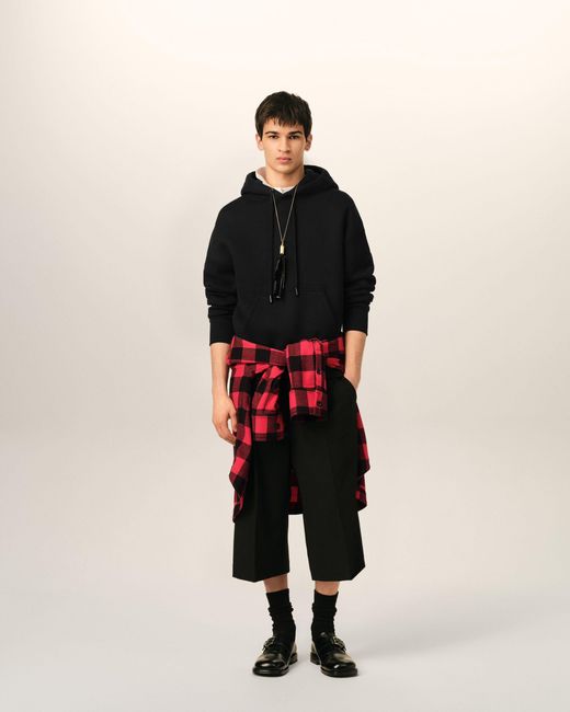 AMI Black Cotton Hoodie With Embossed Ami De Coeur