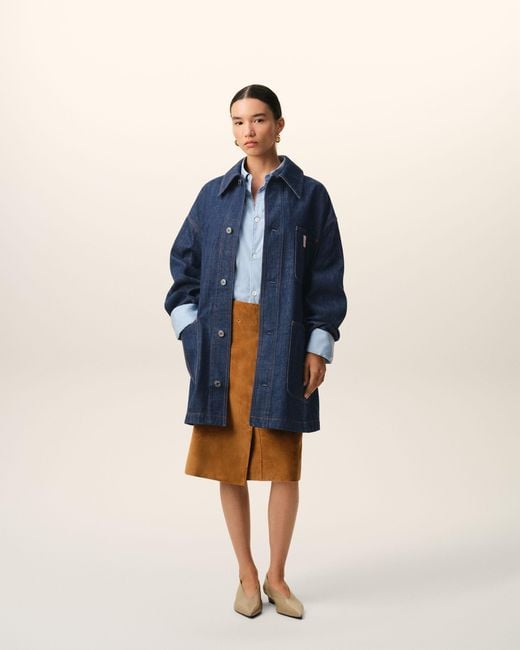 AMI Blue Cotton Heritage Label Worker Jacket
