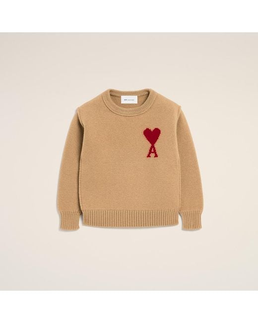 AMI Natural Wool Ami De Coeur Crewneck Sweater