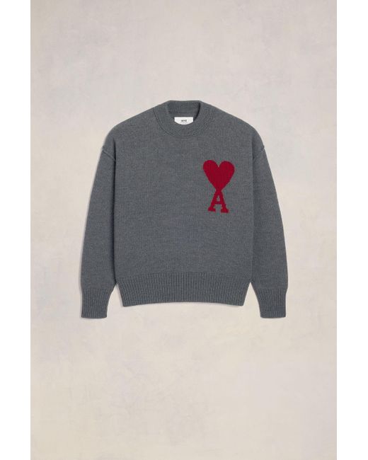 AMI Blue Red Ami De Coeur Sweater for men