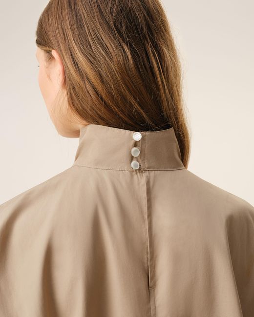 AMI Natural Cotton Stand Up Collar Buttoned Dress