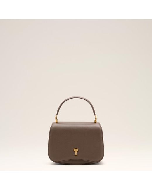 AMI Natural Cowhide Leather Paris Paris Top Handle Bag