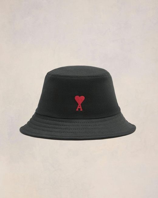 AMI Black Cotton Ami De Coeur Embroidery Bucket Hat