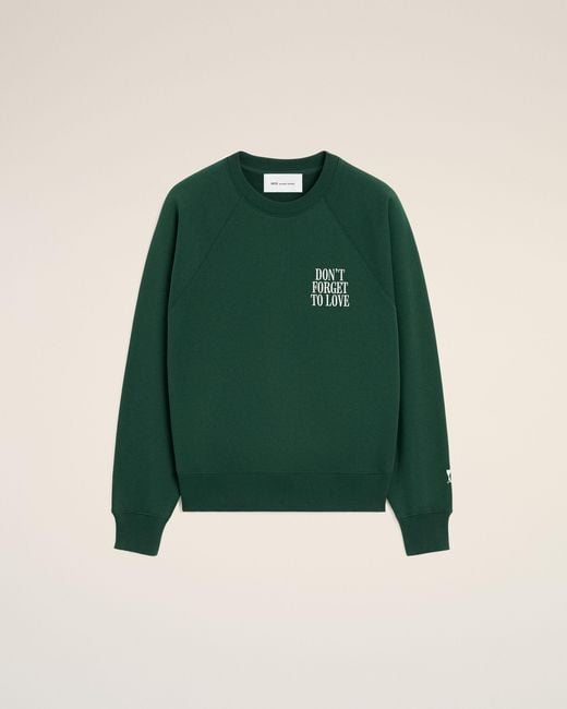 AMI Green Cotton "Don'T Forget To Love" Sweatshirt