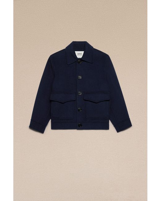 Ami Paris Boxy Fit Double Face Jacket in Blue for Men Lyst