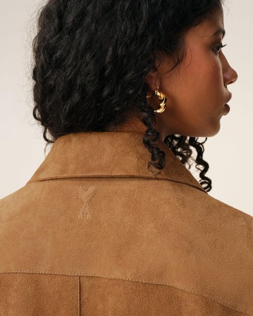 AMI Natural Goat Leather Buttoned Overshirt