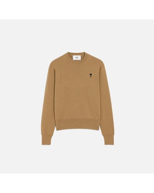 AMI Natural Wool Ami De Coeur Crewneck Sweater for men