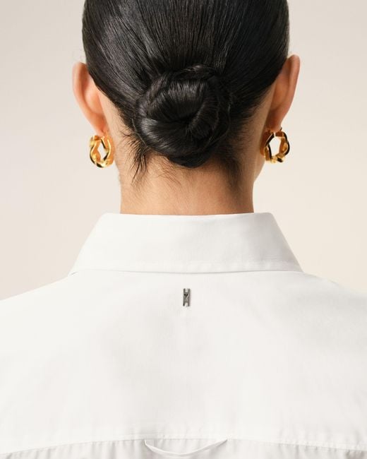 AMI Natural Blended Silk Sharp Collar Adjusted Shirt