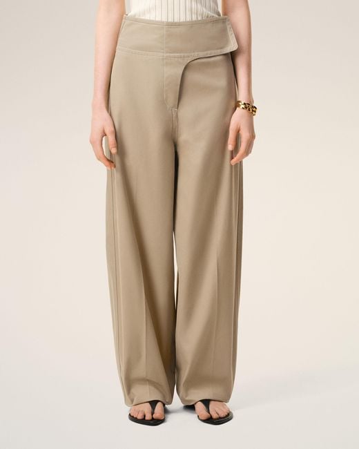 AMI Natural Cotton Wrapped Belted Trousers