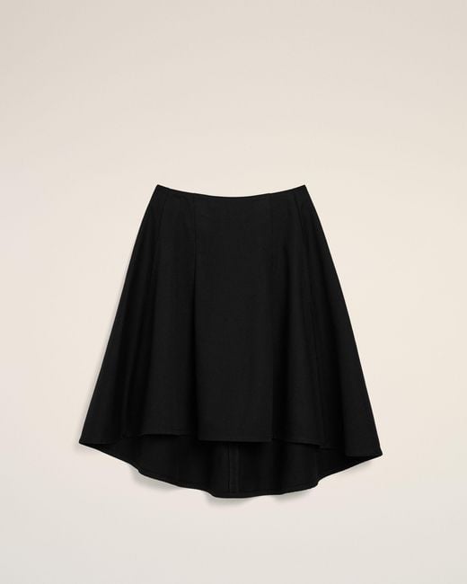 AMI Black Midi A-Line Cotton Skirt