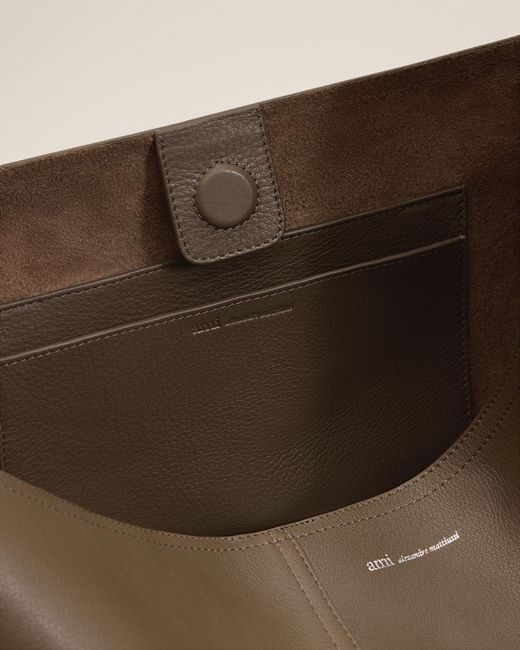 AMI Brown Taurillon Leather Etienne Crossbody Bag