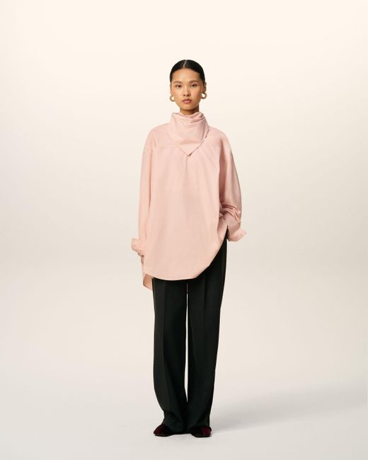 AMI Pink Cotton Long Sleeves Bandana Blouse