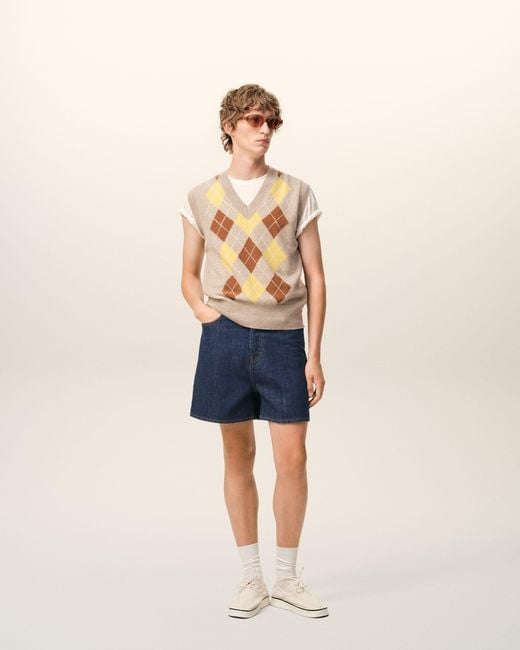 AMI Blue Cotton Shorts With Heritage Label for men