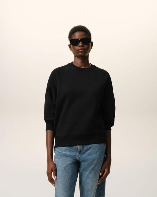 AMI Black Cotton Embossed Ami De Coeur Sweatshirt