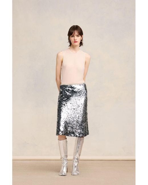 AMI Metallic Embroidered Skirt