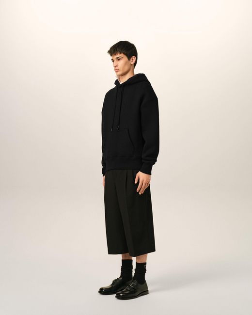 AMI Black Cotton Hoodie With Embossed Ami De Coeur