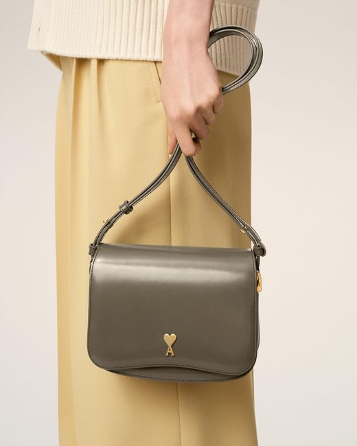 AMI Natural Glazed Leather Paris Paris Bag