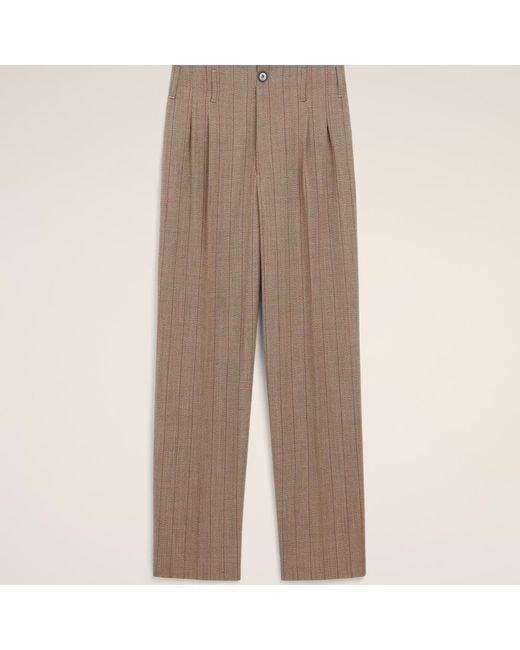 AMI Natural Striped Wool Two-Pleats Trousers for men